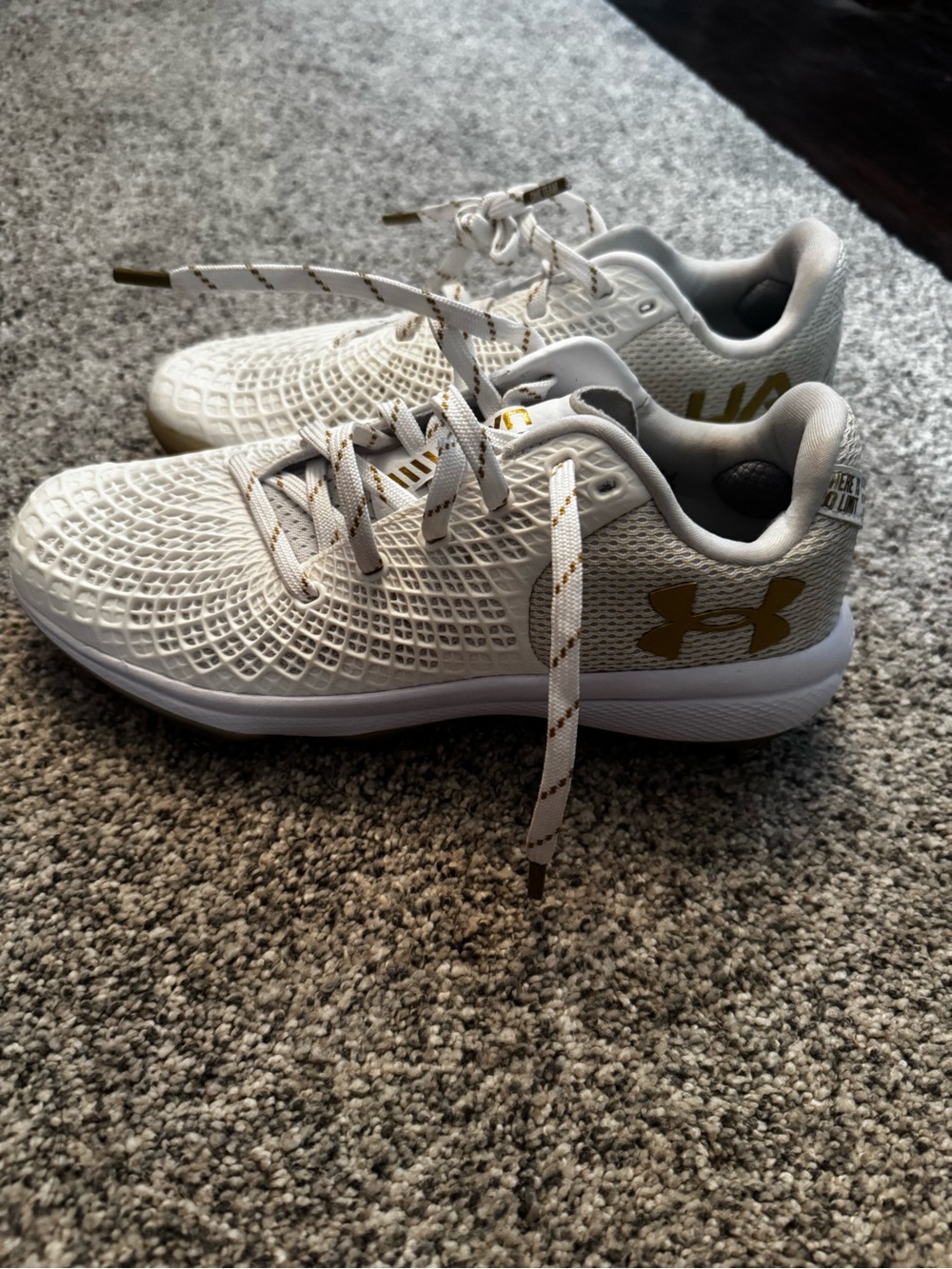 Under Armour Women's White and Gold softball Cleats